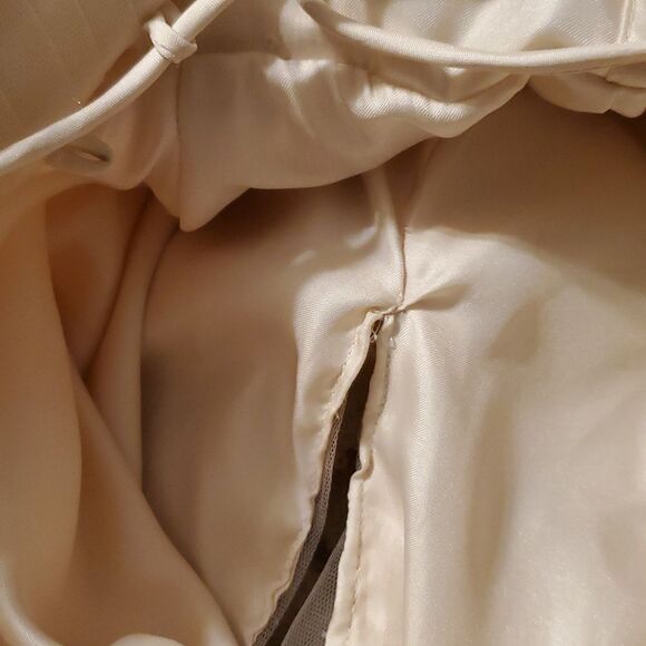 Elegant Strapless Cream A LINE Gown with RUFFLE Sequin Details - Picture 8 of 8